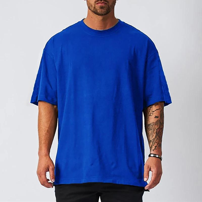Muscleguys Mens Oversized Running T-shirts with Dropped Shoulder Loose Hip Hop Fitness Short Sleeve T Shirts Summer Gym Bodybuilding Tees