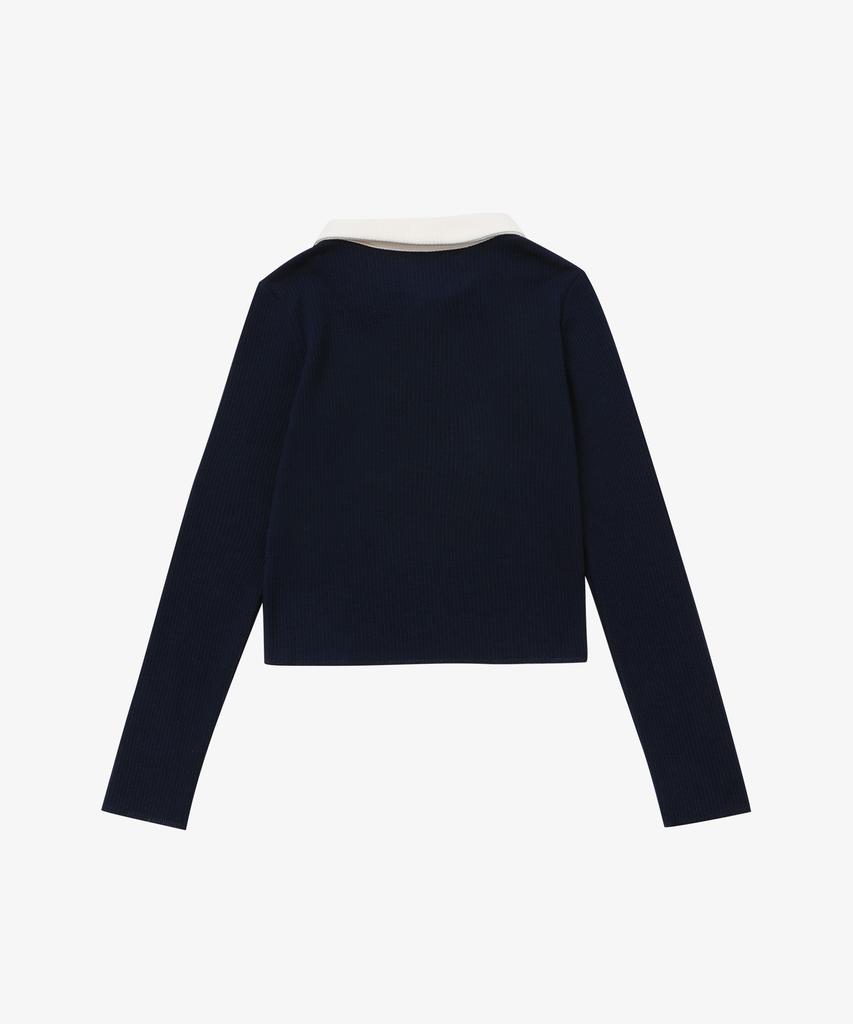 Solteuaenchokollis Contrast Collar Knit Navy 4W2416001