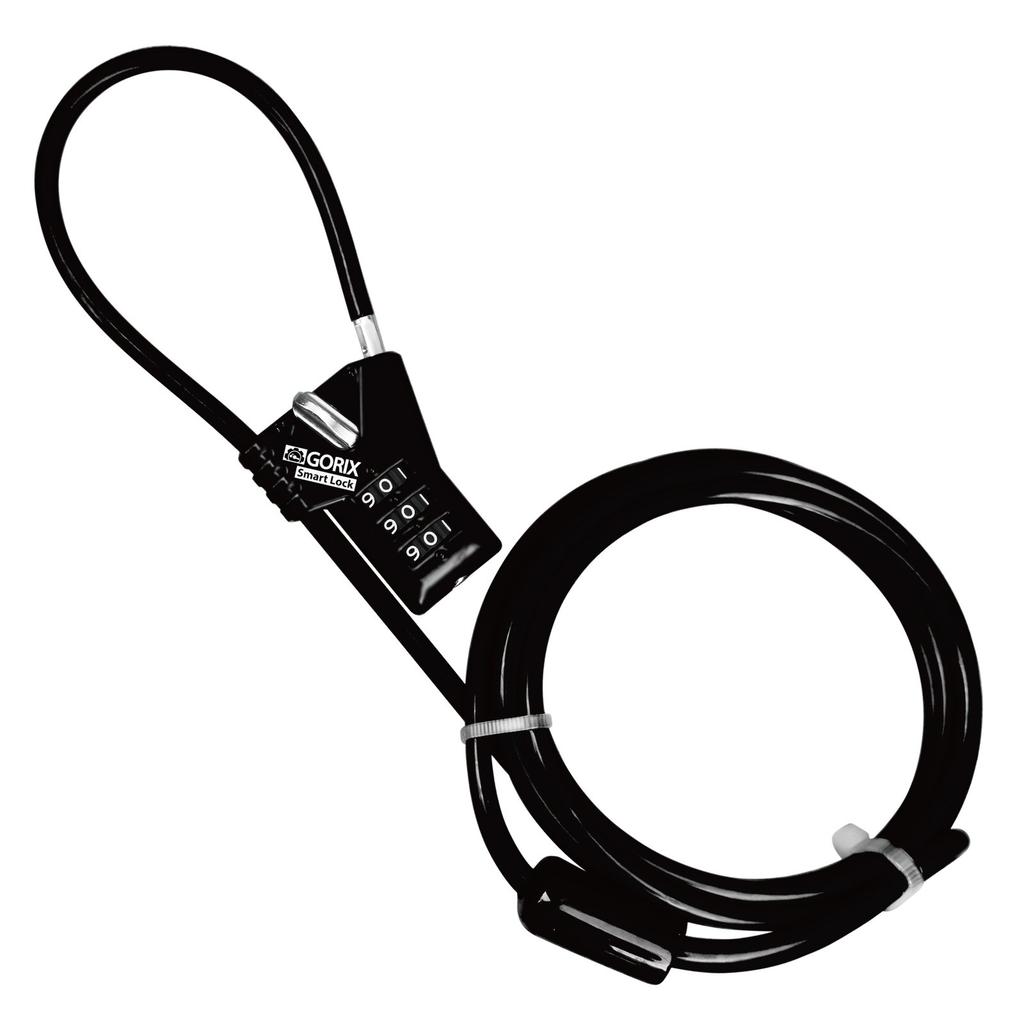 GORIX GX-647 Dial Wire Lock [Lightweight, Detachable Cable Lock] for Bicycles and Road Bikes, Anti-Theft, 4.8mm x 2000mm, Black