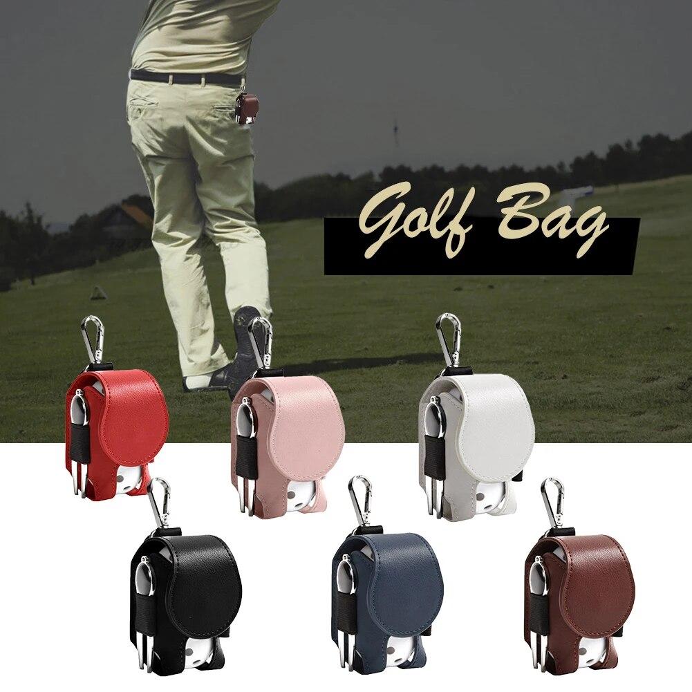 Golf Bag Mini Storage Bag PU Leather Hanging Waist Golf Bag Metal Buckle Golf Belt Bag