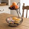 Cesto Portfrutta in Metallo a 2 Piani Contenitore per Verdura Supporto Frutta da Banco per Bancone Scaffale Dispensa Festa Buffet Sala Relax Appartamento