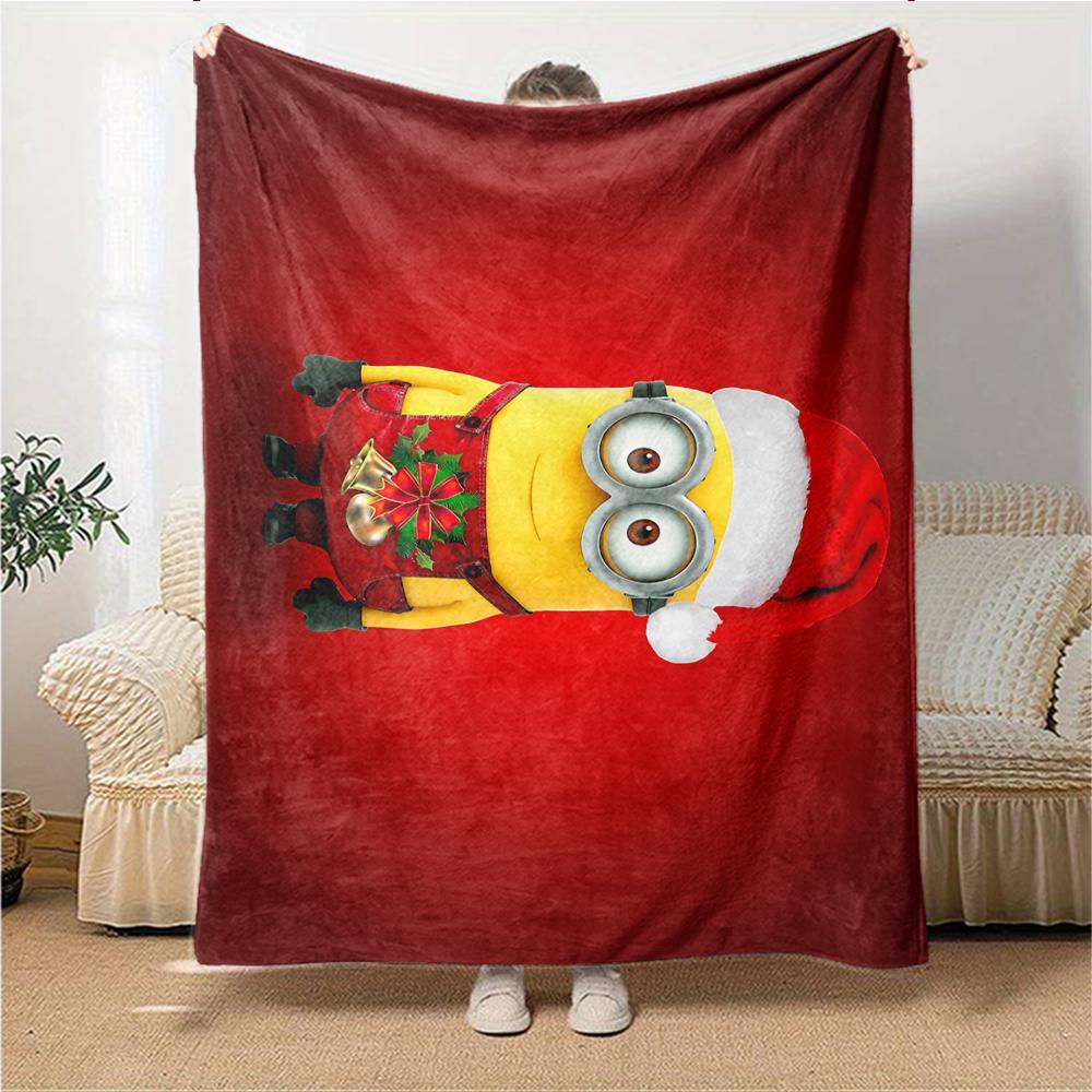 1Pc Christmas Minion Unicorn Blanket Soft Throw Blanket For Home Bedroom Bed Sofa Travel Office Solid Christmas Blanket