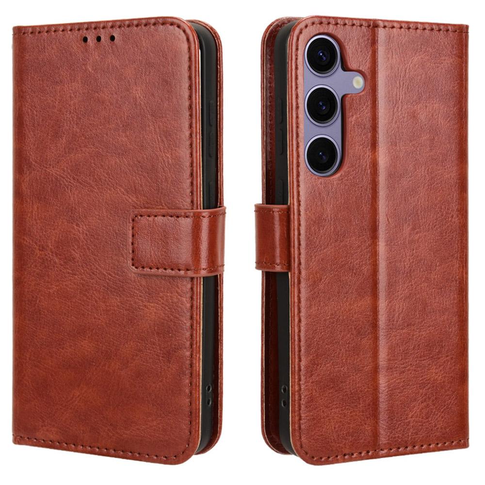 For Samsung Galaxy S25 Case Crazy Horse Texture PU Leather Phone Wallet Cover