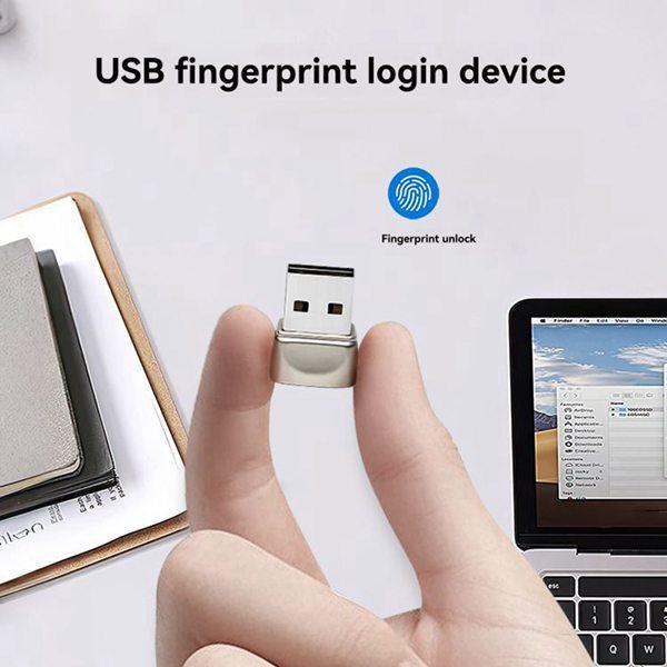 Silver Aluminum Alloy USB Fingerprint Login Device - Driver-Free, Plug and Play.