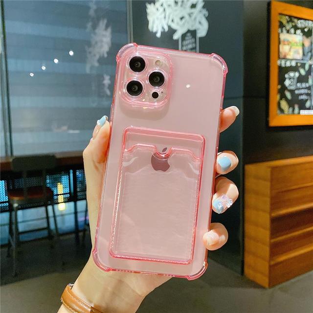 7 Colors Transparent Card Slot Soft Phone Case For Iphone 14 12 11 13 Pro Max Mini Xr X Xs 7 8 Plus Airbag Shockproof Cover
