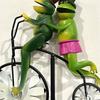 AEE4-Metall-Windspiel Garten Metalltier Fahrrad Kinetisches Spinner Dekor Outdoor Rasen Metallkunst Dekoration