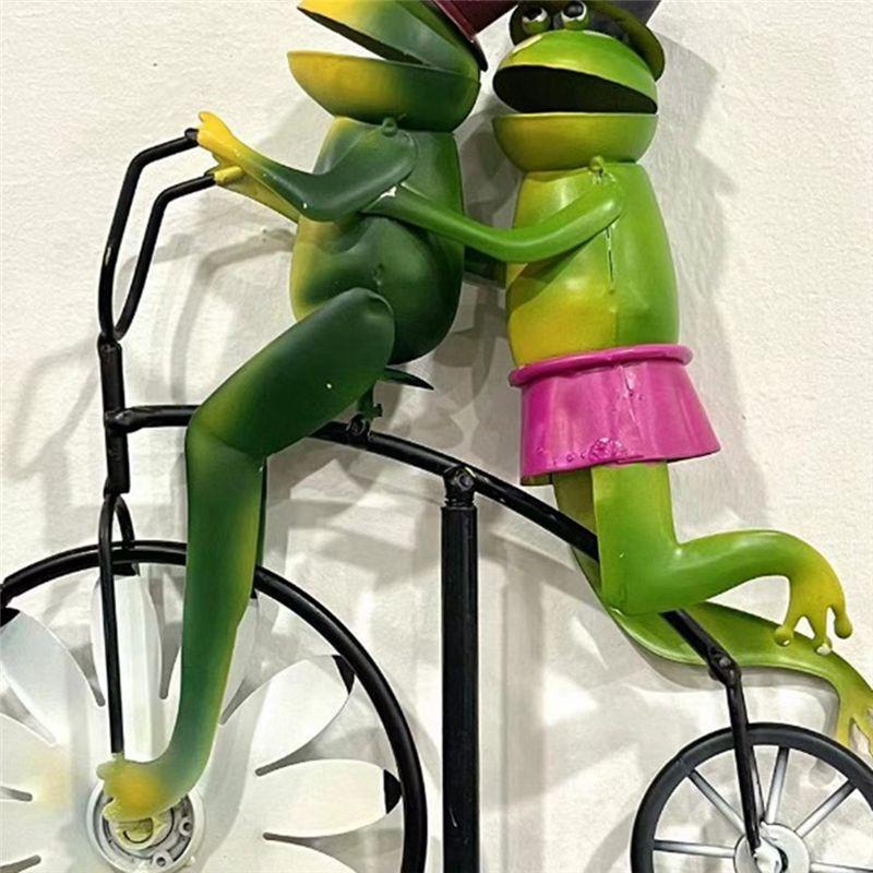 AEE4-Metall-Windspiel Garten Metalltier Fahrrad Kinetisches Spinner Dekor Outdoor Rasen Metallkunst Dekoration