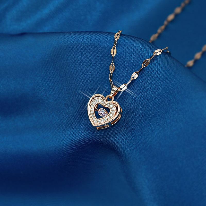 Korean Style Lively Heart Necklace for Women - Non-fading Titanium Steel High-end Clavicle Chain, Niche Design