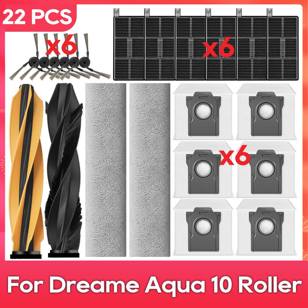 Fit For ( Dreame Aqua 10 Ultra Roller Complete, Aqua 10 Ultra Track ) Parts Accessories Main Side Brush Filter Mop Dust Bag