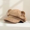 New Cute Little Bear Ear Hat Women's Suede Octagonal Hat  Looks Good On The Face In Autumn and Winter  Small and Versatile Beret Trend