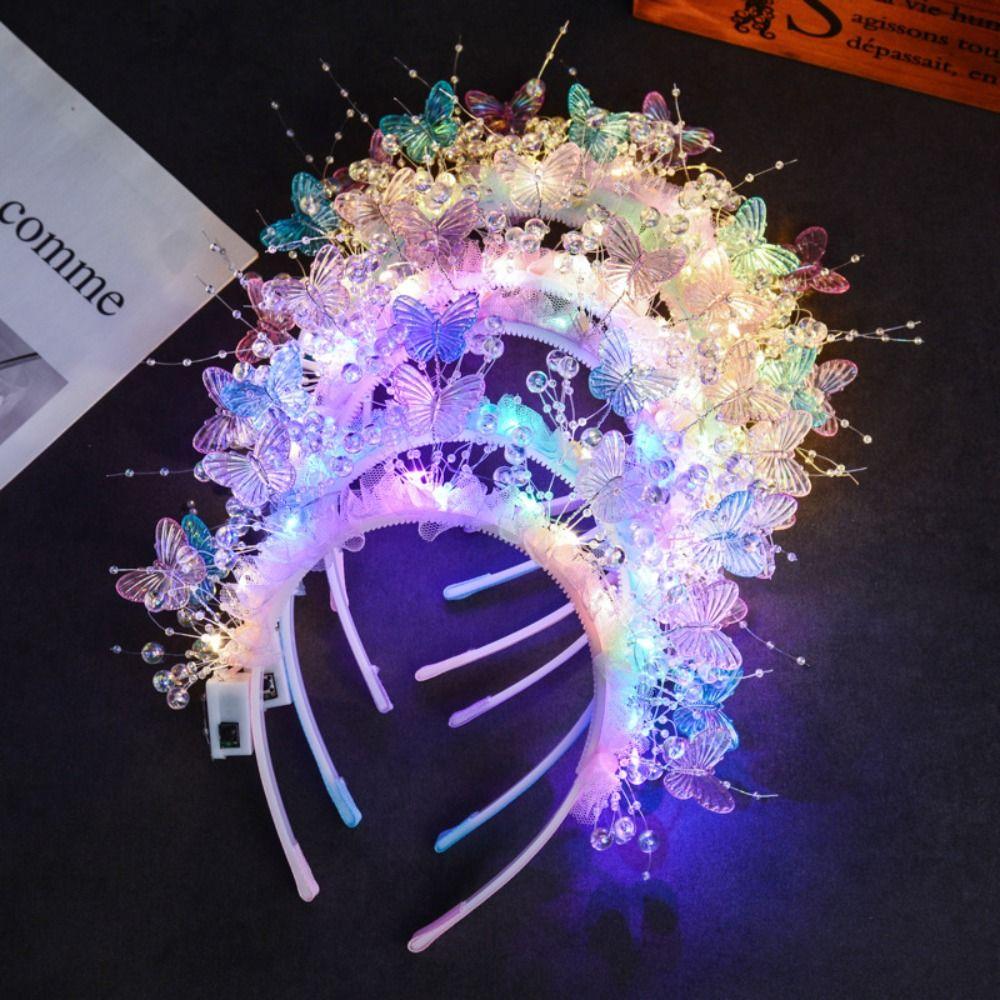 With LED Lights LED Light-Up Hairband Butterfly Decoration Flower Headband  Christmas Party