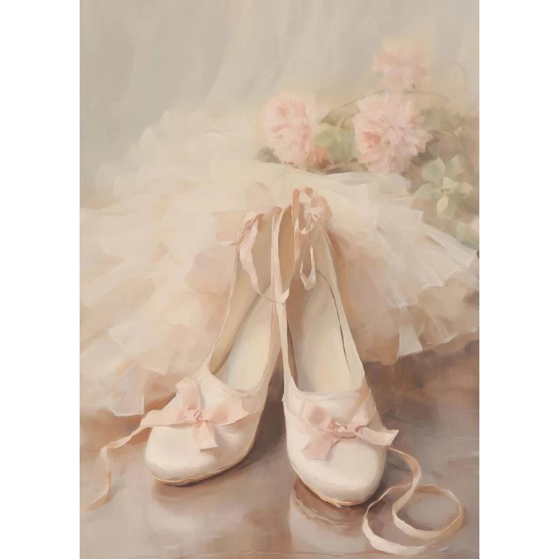French Pink Ballet Girl Art Poster Vintage Flower Swan Horse Landscape Illustration Canvas Print Home Living Room Bedroom Decor 21X30CMNo Framed