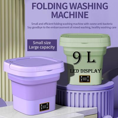 Portable Foldable Washing Machine With LCD Display Spin Dryer Automatic Mini Underwear Sock Centrifuge 9L Lavadoras Portatiles