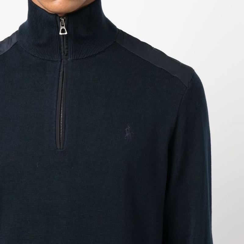 Polo Ralph Lauren Logo Embroidered Half-Zip Pullover Comfortable Warm Fitted Sweatshirt Men sweatshirt Navy-Blue 710858189-001