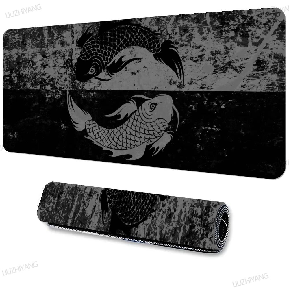 Yin-yang Fish Mouse Pad Black & White Sakura Office Laptop Desk Mat Game Accessories Mousepad XXL Rubber HD Gaming Long Desk Mat