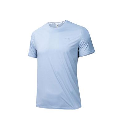 Camiseta Masculina Confortável Respirável Cor Sólida Gola Redonda Manga Curta Tops Azul-Céu 152435102-2