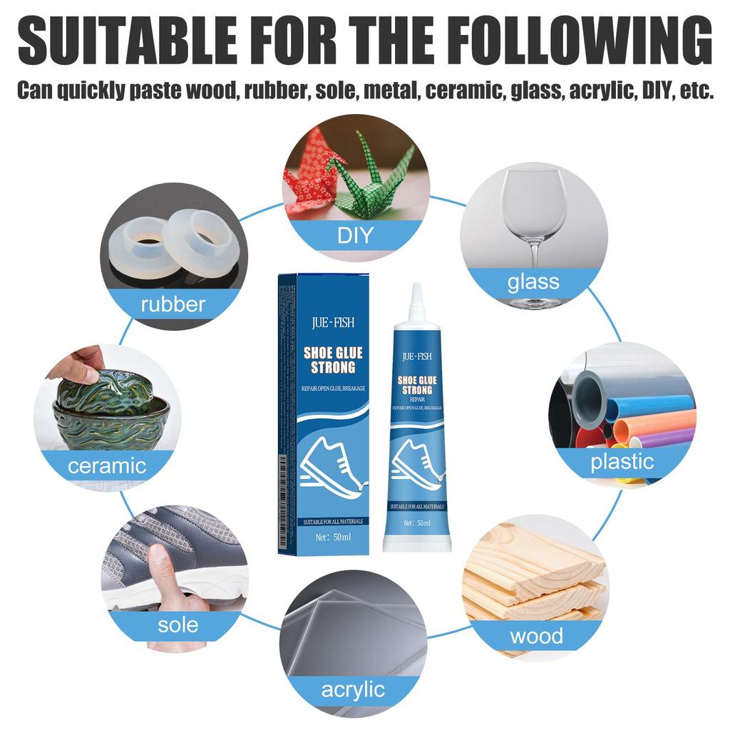 Jue-fish Güçlü Ayakkabı Tamir Tutkalı 50ml Çok Amaçlı ayakkabı tamir tutkalı/ayakkabı onarım yapıştırıcısı/spor ayakkabı ve deri ayakkabı tamiri/su geçirmez ve güçlü