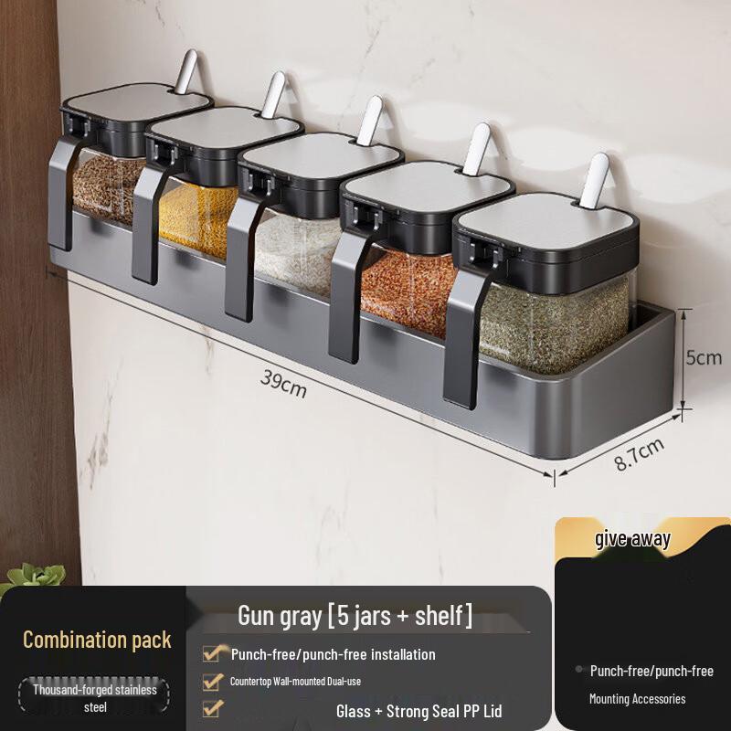 Andyte Wall-Mounted Spice Rack & Jar Set