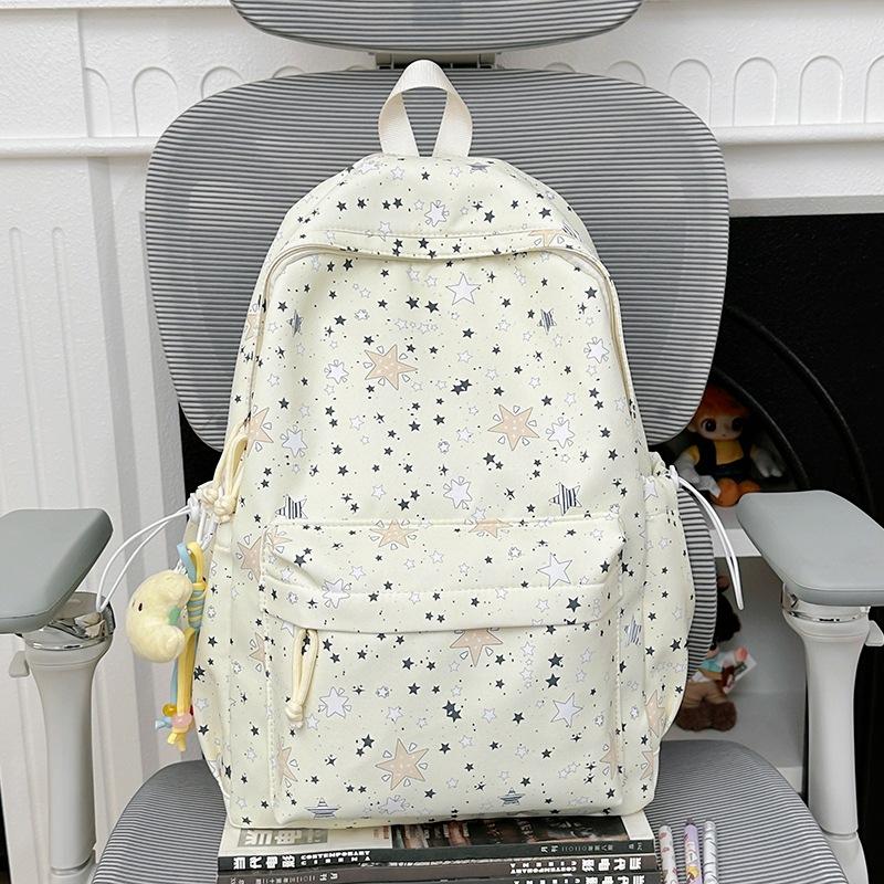 Schoolbag niche ins Mori backpack women's large-capacity junior high school high school student schoolbag Korean version ultra-light star printed