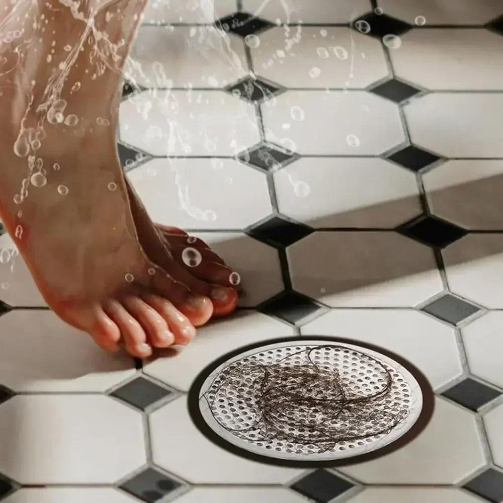 Anti-Clogging Bathroom Hair Strainer Silicone Edging Bathtub Hair Catcher  Shower