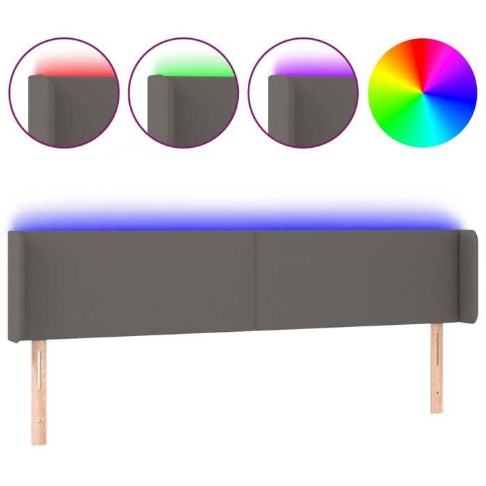 VidaXL Tête de Lit à LED Meuble de Chambre à Coucher Accessoire de Lit Double Tête de Cadre de Lit Intérieur Gris 3123062