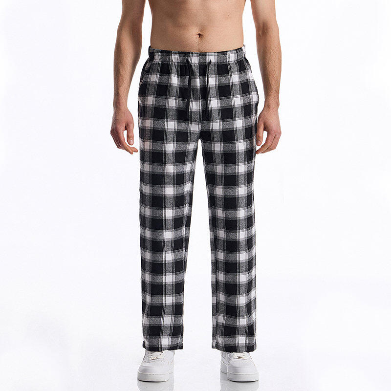 Men's Casual Pants Summer Autumn Checkered Print Pants Loose Fit Elastic Waistband with Drawstring Stylish and Comfortable