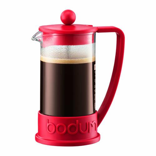 BODUM BRAZIL French Press Coffee Maker, 350ml, Red, with Stainless Steel Filter and Glass Beaker, for Immersion Coffee. Authentic Product, Model 10948
