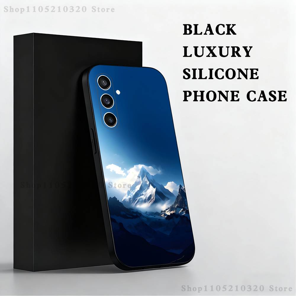 Snow Mountain Scenery Design Phone Case For Samsung S 25,24,23,22,30,21,10,9,Ultra,Plus,Lite,FE,4,5 G Black Soft Case