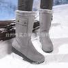 Europe, America, autumn and winter new thickened velvet cotton boots medium tube snow boots women's large size thermal shoes