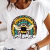 Summer Bee Animal Cartoon Cute Round Neck Pure Cotton Printed Unisexs and Womens Short Sleeved New Personalized Casual Tshirt