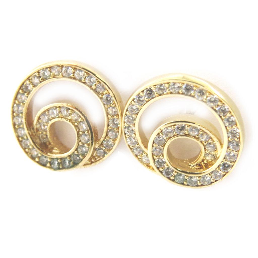 Les Trésors De Lily [M8913] - Pozlacené náušnice 'Sissi', bílé zlato - 14x13 mm