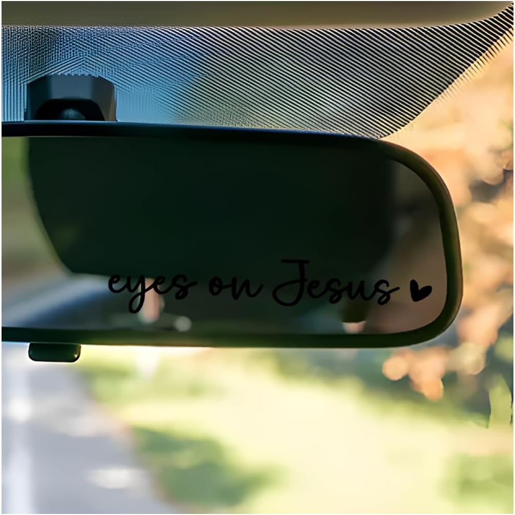 3PCS Car Rearview Mirror Sticker, Eyes On Jesus Waterproof Vehicle Rear View Mirror Decals, Cute Automotive Interior Decoration Accessories,