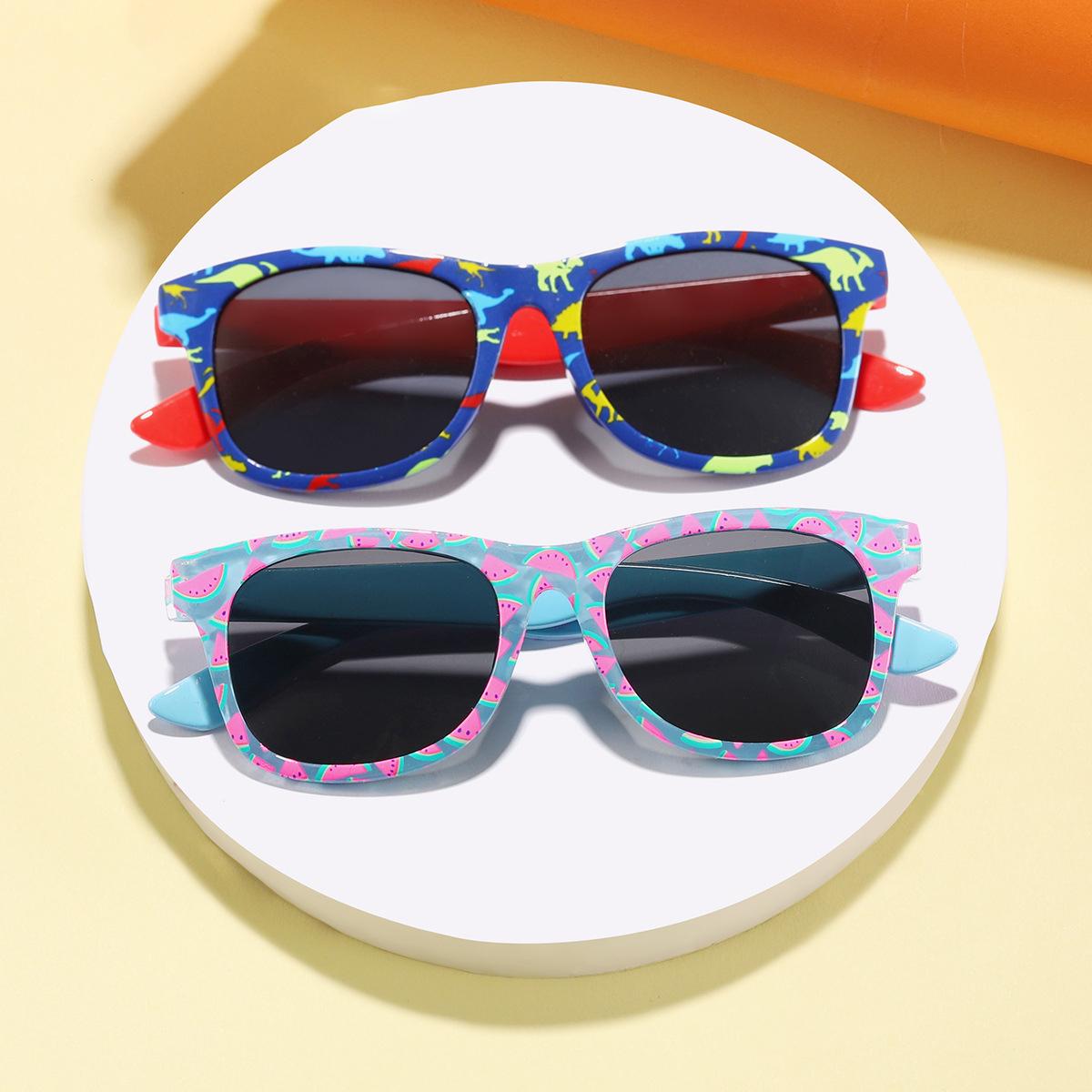 Attractive Glasses Unisex Kids 2025 New Cartoon Colorful Printed Box Children's Outdoor Sunshade Sunglasses Cartoon Cute Baby Trendy Sunglasses
