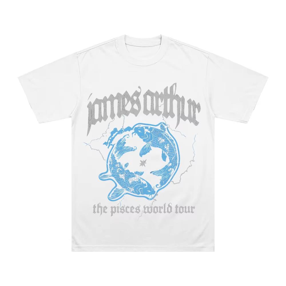James Arthur Pisces World Tour Vintage Unisex Hip-Hop T-shirt, Fan Gift, High-quality Pure Cotton Women and Men T-shirt