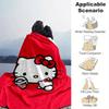 1pc. Hello Kitty Red Background Blanket - Perfect for Home, Office, Outdoor Use, Gift Idea, Suitable for Al