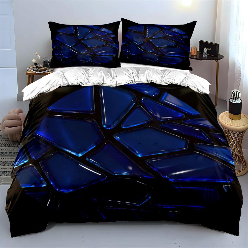 Blue Glass Mosaic Decorative Set Soft Comfortable Duvet Cover Bedding Set Included 1*Duvet Cover & 2*Pillowcases, Gift