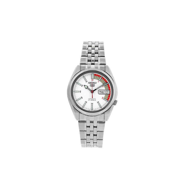 SEIKO seiko5 30 meters waterproof Automatic Steel Strap men s watch white dial SNK369K1 серебряный