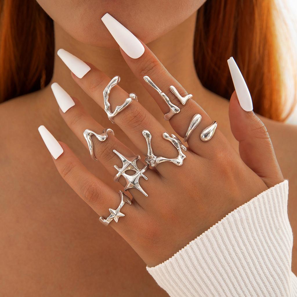 Fashion Elegant Stacking Gold Colour Rings Geometric Design Ring Set Accessories Daily Festival Party Gifts 27910
