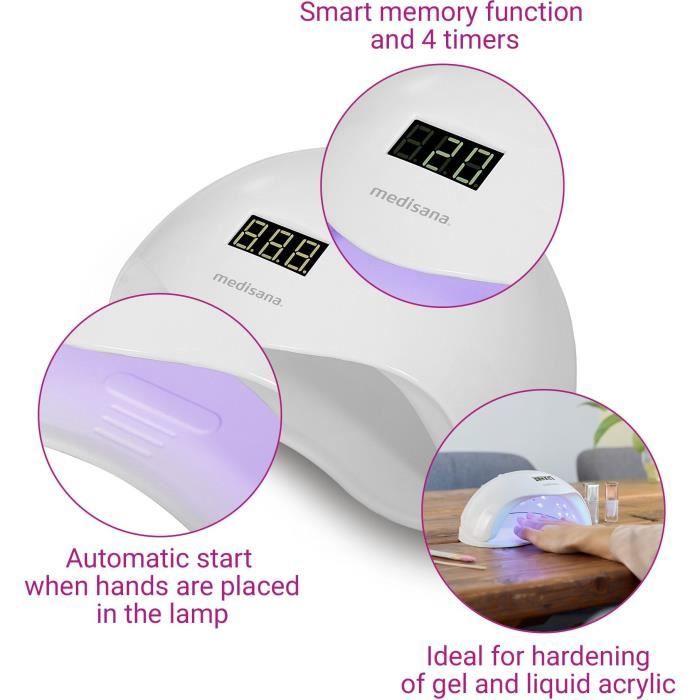 2-in-1 Nail Lamp - MEDISANA - ND 880 - LED and UV - Display - Timer - Auto On/off Sensor - White