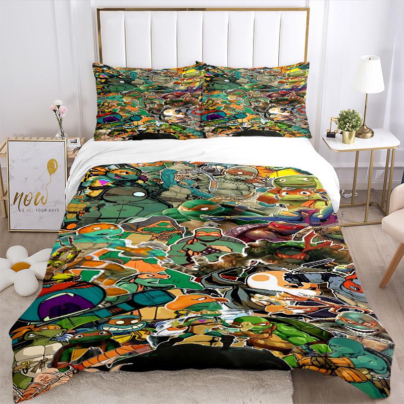 3pcs Turtles, TMNT Bedding Set. Soft and Comfortable with No Core Included (1x Duvet Cover + 2x Pillow Covers) yy251010191