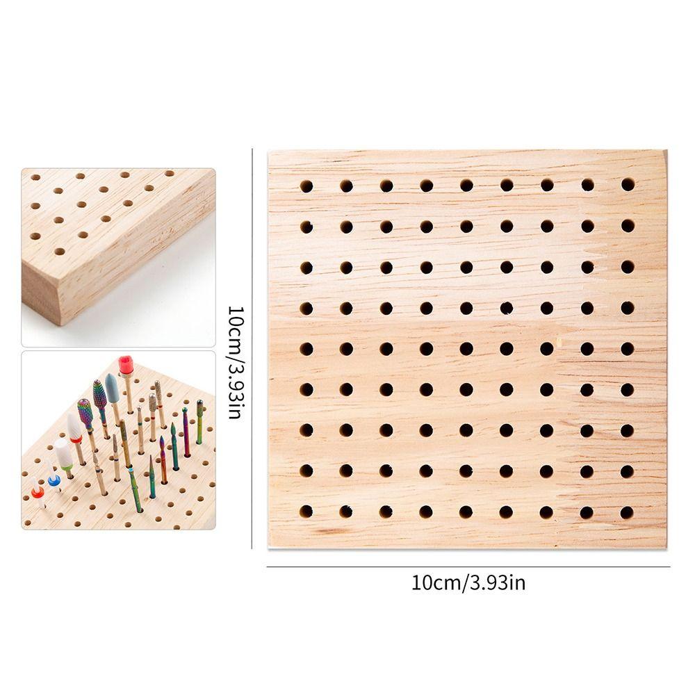 2Pcs Square Wooden Polishing Head Storage Board Save Space Nail Grind Head Organizer  Nail Salons