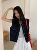 Women's Washed Denim Vest Jacket: Sleeveless, Slimming, Youthful Spring Style