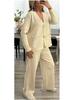 European Style Women's Knit Cardigan & Wide-Leg Pants Two-Piece Set