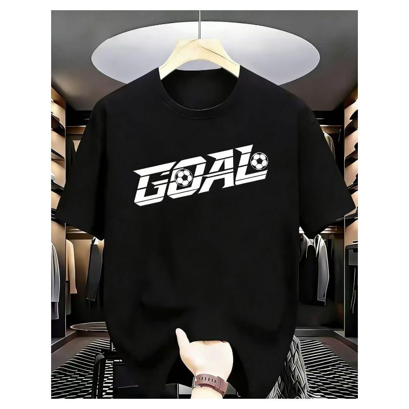 

European Size Men s Soccer Print T-Shirt Suitable for Summer - Breathable Round Neck Tee with Jersey, Machine Washable Casual Wear for Training 4XL чорний