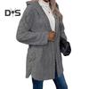 Fall Spring Women Jacket Hooded Loose Solid Color Long Sleeves Single-breasted Cardigan Hoodie Sport Casual Commuting Outerwear