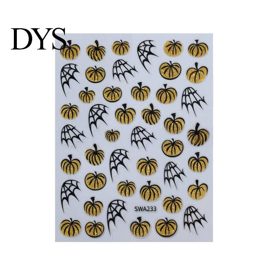 Halloween Nail Accessories Pumpkin Art Stickers, Spider Web Plants Leaves Manicure Decals Decor Decals, Self-Adhesive Stickers for Women and Girls