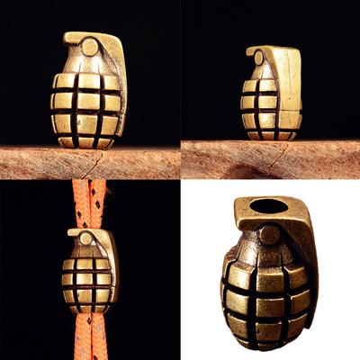 Vintage Brass Grenade Knife Charm With Carving Detailing For Outdoor Enthusiasts And Style Enthusiasts