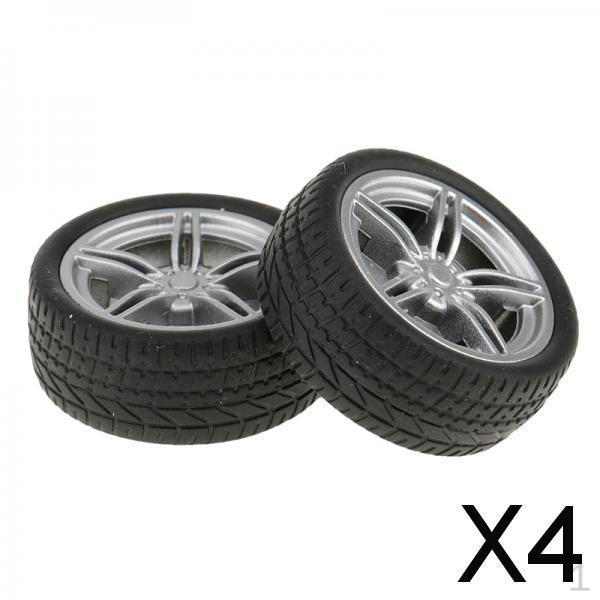

4x2pcs Simulation Rubber Wheel Tire Toy Model DIY RC Spare Parts