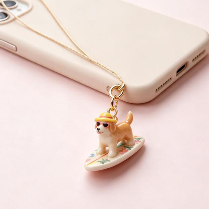 Copper Surfing Dog Hanging Ornaments Hand Painted Multiple Breeds Diy Pendant Charms For Coastal Home Decor Holiday Gifting
