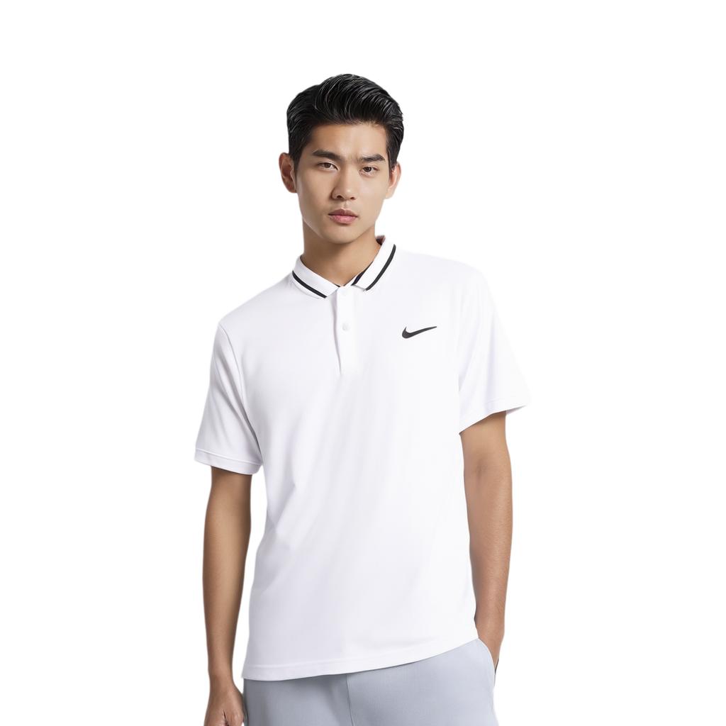 Nike Polo Dri-FIT Court con Colletto Nero Uomo Top Bianco BV1195-100